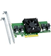 GLOTRENDS SF44 4-Port SFF-8643(Mini-SAS HD) to PCIE 3.0 X8 Adapter Card with PCIe Bifurcation Fun...