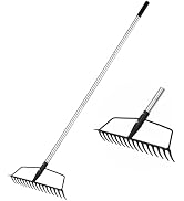 YEELOR Garden Rake, Carbon Steel Sturdy and Heavy Duty Carbon Rake, Bow Rake with Adjustable Stai...