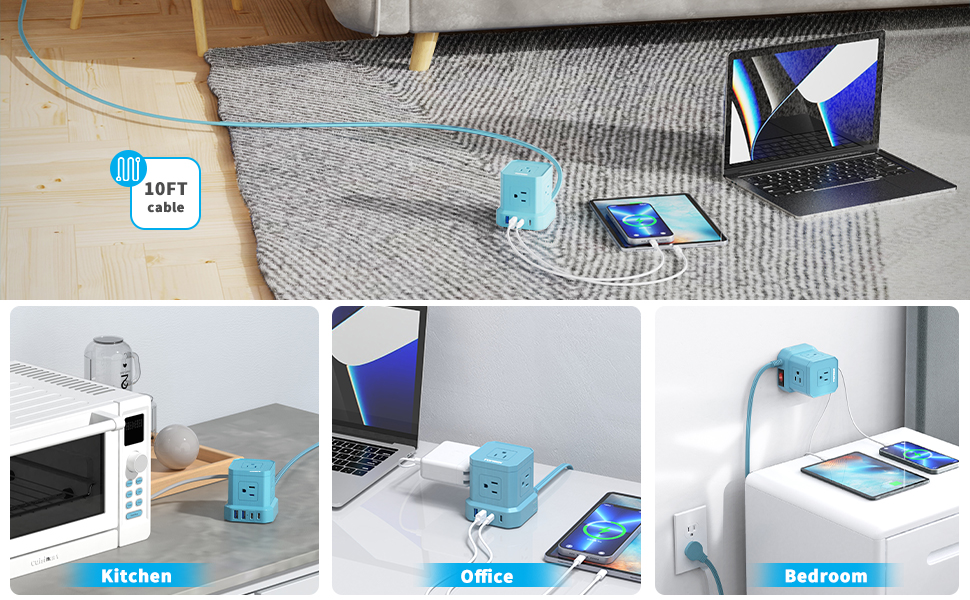 Power Strip with 10FT Extension Cord