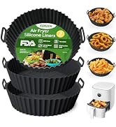 Komzon 3 Pack Air Fryer Silicone Liners, 8Inch Airfryer Liners, AirFryer Basket Liner, Reusable F...