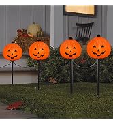 Halloween Pumpkin Pathway Markers Lights Outdoor, 7Ft Connectable C7 Halloween Decorations Pathwa...