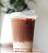 Freshware 16 oz Clear Disposable Plastic Cups with Strawless Sip Lids, 100 Pack Clear Plastic Cup...