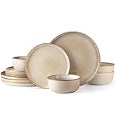 AmorArc Stoneware Dinnerware Sets,Round Reactive Glaze Plates and Bowls Set,Highly Scratch Resist...