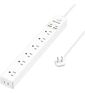 2 Prong to 3 Prong Outlet Adapter, 2 Prong Power Strip with 6ft Extension Cord, Surge Protector f...