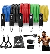 WHATAFIT Resistance Bands, Exercise Bands, Workout Bands with Handles, Door Anchor and Ankle Stra...