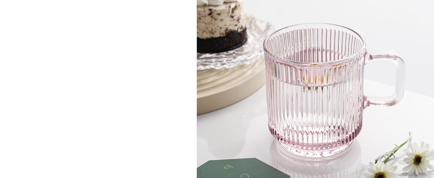 lysenn pink glass coffee mug with lid with handle