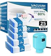 HOTBAG Large Vacuum Storage Bags with Electric Pump 25Pack(5 Jumbo/5 Large/5 Medium/5 Small/5 Rol...