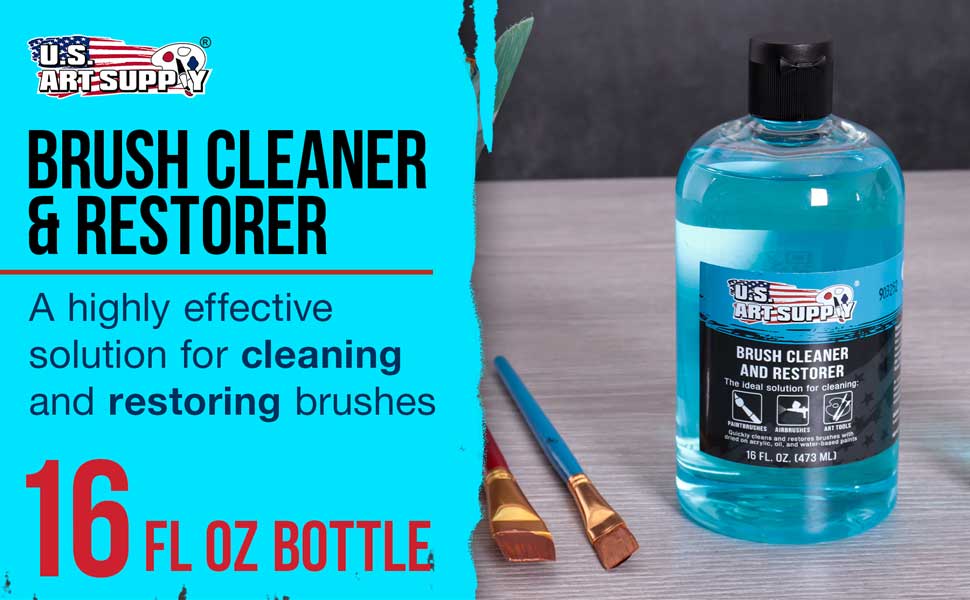 U.S. Art Supply Cleaner, 16 oz -Cleans Paint Brushes, Airbrushes, Removes Acrylic, Oil, Water Paints