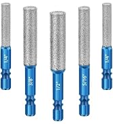 SUNJOYCO Dry Diamond Drill Bit Set, 5 PCS Extended Diamond Core Drilling Bits for Glass, Porcelai...