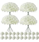 Cherica 100 Pcs Faux White Hydrangea Artificial Flowers Bulk, Fake Silk Hydrangea Flowers Heads w...