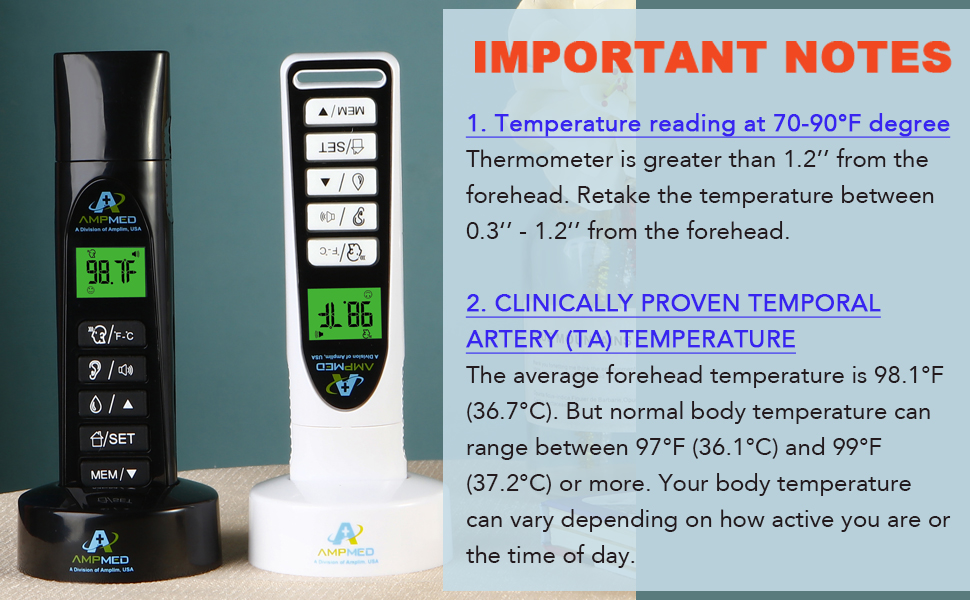 Temporal thermometer: Digital thermometer for adults, touchless thermometer, noncontact thermometer