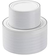 BESTSTAR 200PCS Silver Plastic Plates Set, 100 10.25 inch Dinner Plates and 100 7.5 inch Dessert ...