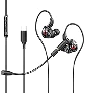 QJF Gaming Earbuds with Mic, in-Ear Gaming Headphones Wired with Microphone Dual Audio Drivers No...