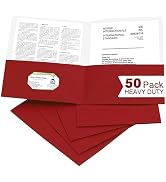 Zzrywuty 50 Packs Paper Red Folders with Pockets for Students,Businessmen and Office Workers,Lett...