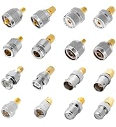 Anina 16pcs RF Coaxial Adapter Kit UHF/BNC/N/F to SMA Male/Female Connectors for Ham Radio, Anten...
