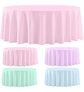 BCCSNNM 4 Pack 84 Inch Round Pastel Table Cloths for Parties,Disposable Plastic Tablecloth Table ...