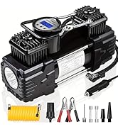 MESHUBA Dual Cylinder Tire Inflator Air Compressor, 150 PSI 12V DC Portable Air Pump with Digital...
