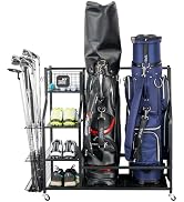 Mythinglogic Golf Storage Garage Organizer, Golf Bag Storage Stand and Other Golfing Equipment Ra...