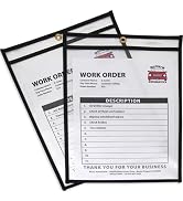 C-Line Stitched Shop Ticket Holders, Both Sides Clear, 9 x 12 Inches, 25 per Box (46912)
