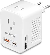 SARQW 220V to 110V Voltage Conversion | Plug Adapter for Traveling from USA to Europe with 2 USB ...