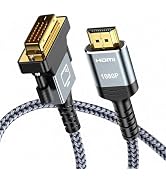 Capshi HDMI A to DVI Adapter Cable 6FT, High-Speed Gold-Plated Plug and Play Bi-Directional Nylon...