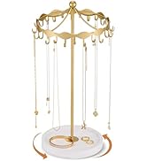 Lolalet Rotating Necklace Holder Stand with Metal Hooks, Spinning Display Carousels, Freestanding...