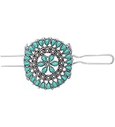 Frinnovan 1 Pack Turquoise Flower Hair Clip Metal Hair Sticks Hair Barrettes Blue Stone Hairpin f...