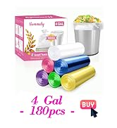 color small 4 gallon trash bags, garbage bags, bathroom trash can bin liners, waste basket liner