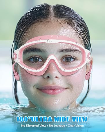 Kids swim goggles with ear plug attached