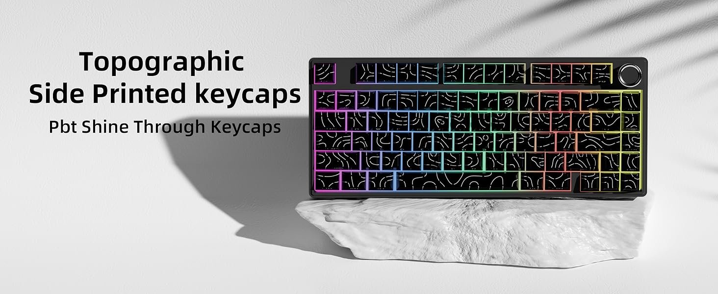 topographic side printed keycaps