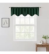 RYB HOME Scalloped Velvet Valances for Windows, Luxury Decorative Room Darkening Rod Pocket Toppe...