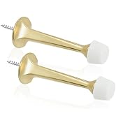 KOVOSCH 2 Pack Gold Solid Rigid Door Stops - Heavy Duty Door Stoppers Wall Protector with Soft Ru...