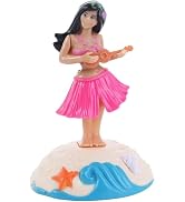 Pink Solar Powered Dancing Girl Swinging Hawaiian Girl Grass Skirt Swing Shaking Head Doll Car Da...