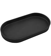VCREATC Black Small Tray (10 inch), Oval Tray for Kitchen Counter, Bathtub Bathroom Vanity Items,...