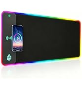 Mouse Pad Gaming Wireless Charging, 800x300x4mm, Black | Supports wireless charging for smartphon...