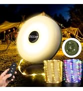 OGERY Camping String Lights with Remote, 4 in 1 Quick Storage 32.8FT 8 Mode | Rechargeable Fairy ...