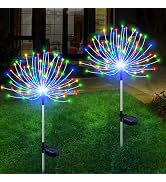 Solar Garden Lights Outdoor-2 Pack 120 LED Solar Powered Firework Stake Lights Waterproof Sparkle...