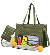 Bagstellar Lunch Tote Bag for Women, 15.6 Inch Laptop Work Bag with Insulated Lunch Box Compartme...