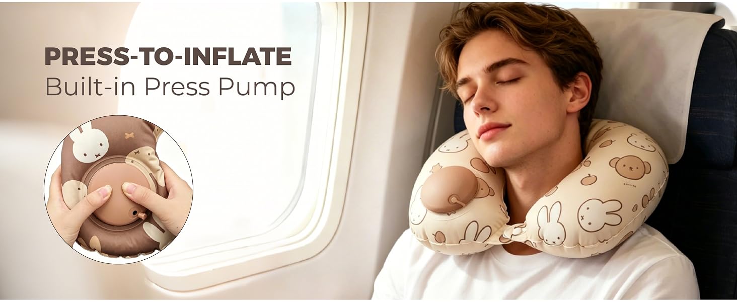 Miffy Press-to-Inflate Travel Pillow