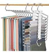 Upgrade 9 Layers Pants Hangers Space Saving, 2 Pack Multifunctional Pants Rack Non Slip Stainless...