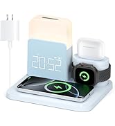 7 in 1 Wireless Charging Station, Alarm Clock with Wireless Charger for Bedrooms, Magnetic Charge...