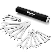 DURATECH Super-thin Open End Wrench Set, 16-Piece, Slim Wrench Set | SAE(5/16" to 1-1/16") & Metr...
