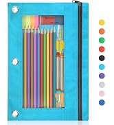Shemira Pencil Pouch for 3 Ring Binder, Binder Pencil Pouch with Smooth Zipper, Clear Window Penc...