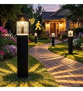 pearlstar Taller Outdoor Solar Pathway Lights Motion Sensor 4pack Large Bright 100LM Solar Landsc...