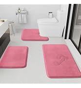 HUXMEYSON Bathroom Rugs Sets 3 Piece, Non-Slip & Quick Dry Bath Mat Set, Ultra Soft Velvet Bath R...