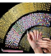 Teenitor 50 Sheets Nail Stickers for Nail Art, Flower Nail Art Stickers Gold Floral Nail Decals f...