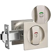 Sliding Square Pocket Door Lock with Privacy Color Indicators, 2-3/8" Backset, Fits Standard 2-1/...