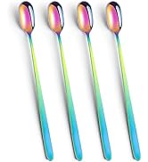Long Handle Iced Tea Spoons, 9.1-Inch Stainless Steel Spoon for Coffee, Dessert, Mixing Cocktail ...