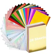28 Pack Metallic Cardstock Paper Sheets, 8" x 12" Color Foil Mirror Shimmering Paper Holographic ...
