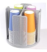 Wymulot Rotating Paper Cup Dispenser, Cup Holder with 4 Compartments, Disposable Coffee Cup Dispe...